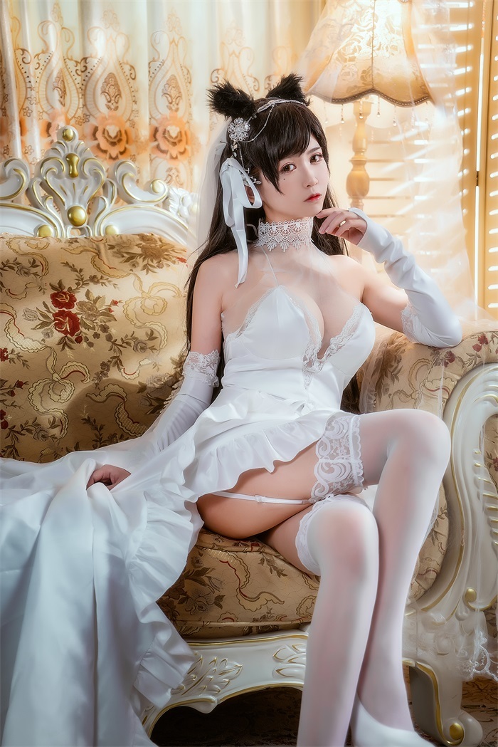 人气动漫Coser@鳗鱼霏儿 – 碧蓝航线 爱宕 兽耳白丝 [23P/433MB]插图3