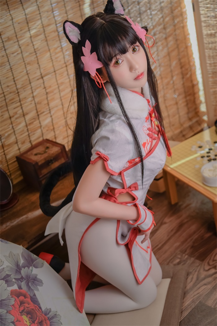 人气动漫Coser@鳗鱼霏儿 碧蓝华裳 夕暮 白丝 兽耳 [16P/229MB]-萌图网