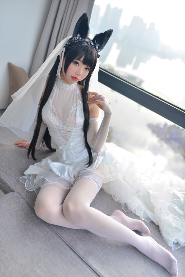 网红Coser@雪琪-爱宕婚纱 白丝 兽耳 [38P/366MB]插图3