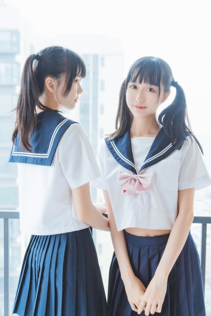 人气Coser@桜桃喵&木绵绵 – 她(制服×制服) [37P/718MB]插图3