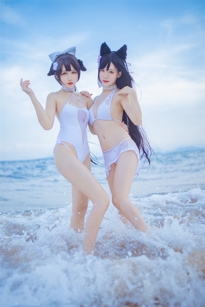 微博人气Coser@抖娘-利世 抖娘×不呆猫 獒犬海边泳装 [41P/326MB]插图4