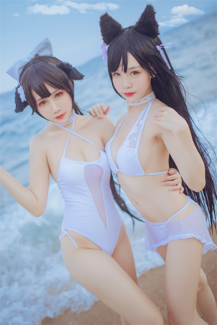 微博人气Coser@抖娘-利世 抖娘×不呆猫 獒犬海边泳装 [41P/326MB]插图3