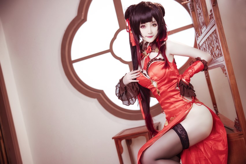 网红Coser@yui金鱼 – 时崎狂三 旗袍 [8P/105MB]插图2