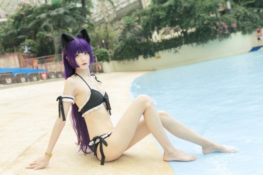 微博红人Coser@五更百鬼 – 黑猫泳装 [12P/23MB]插图2