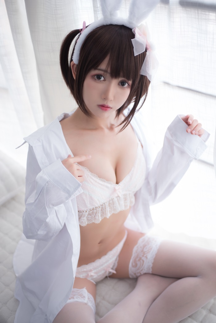 网红Coser@鳗鱼霏儿 – 兽耳 白色蕾丝情趣 [17P/172MB]插图2