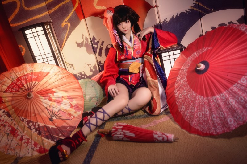 微博红人动漫Coser@南桃Momoko 神乐和服 [13P/29MB]插图3