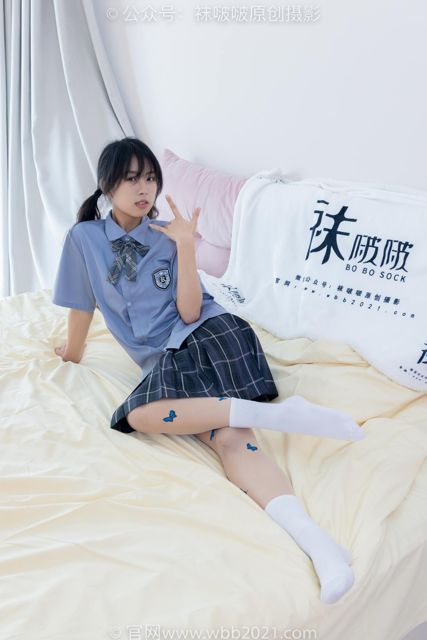 [BoBoSocks袜啵啵]NO.508 奶油 皮鞋、白棉袜、蝴蝶薄肉丝、jk制服[160P/1V/6.17GB]插图1