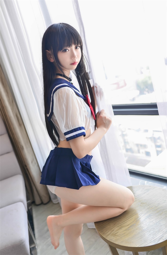 网红Coser@雪琪 – 透明JK 水手服渔网袜 [20P/21MB]插图3