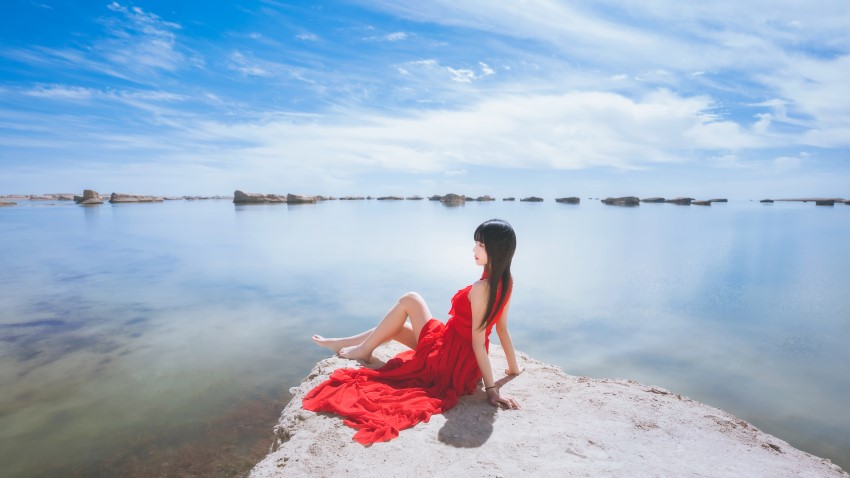 [喵糖映画]VOL.372 海边红裙 [25P/461MB]插图3