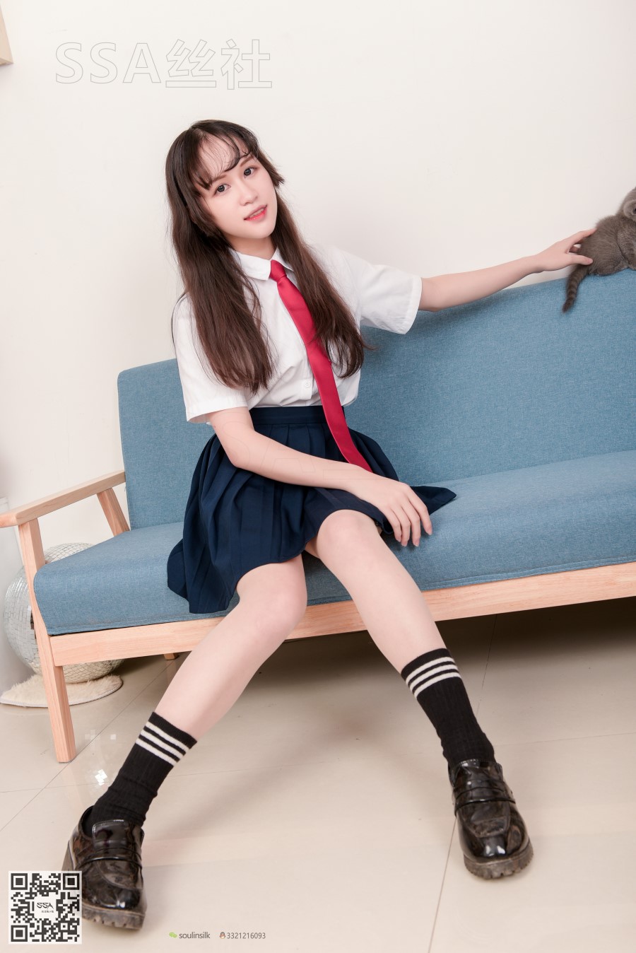 [SSA丝社]超清写真 NO.141 丹丹 JK制服黑色半膝袜肉丝穿搭示范 [133P/2.09GB]插图1
