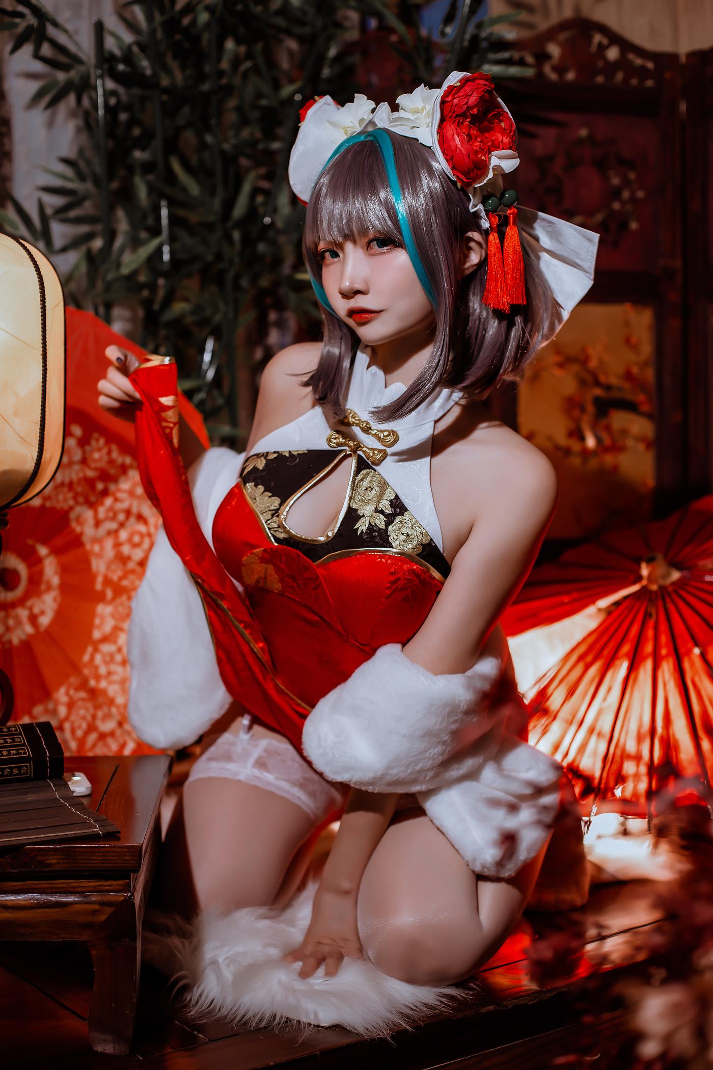 二佐Nisa – 碧蓝 柴郡旗袍[32P/591MB]插图1