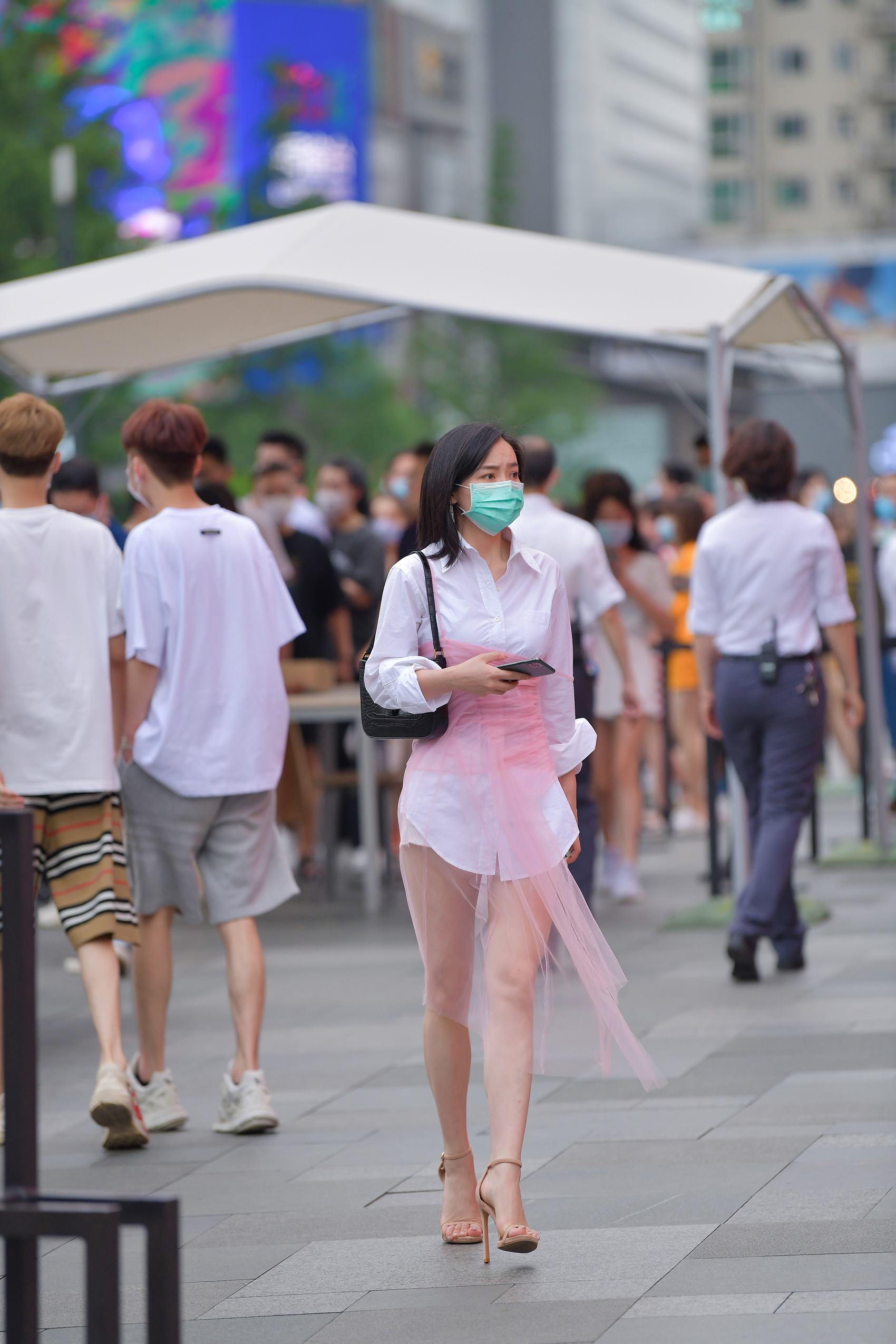 精选街拍作品 NO.2931 白色衬衫裙粉纱[38P/86MB]插图1