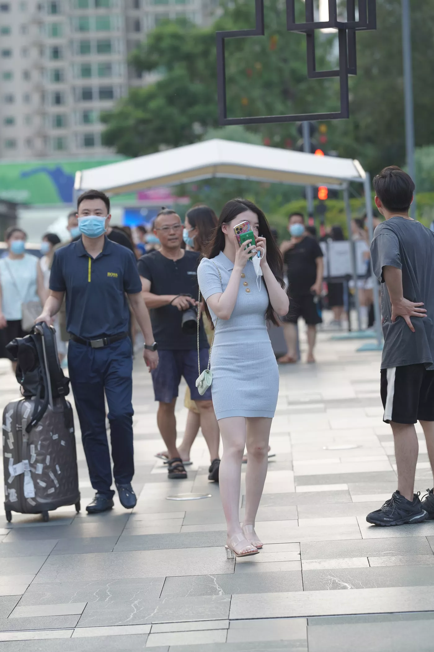 精选街拍作品 NO.4628 甜美蓝色针织裙[151P/338MB]插图1