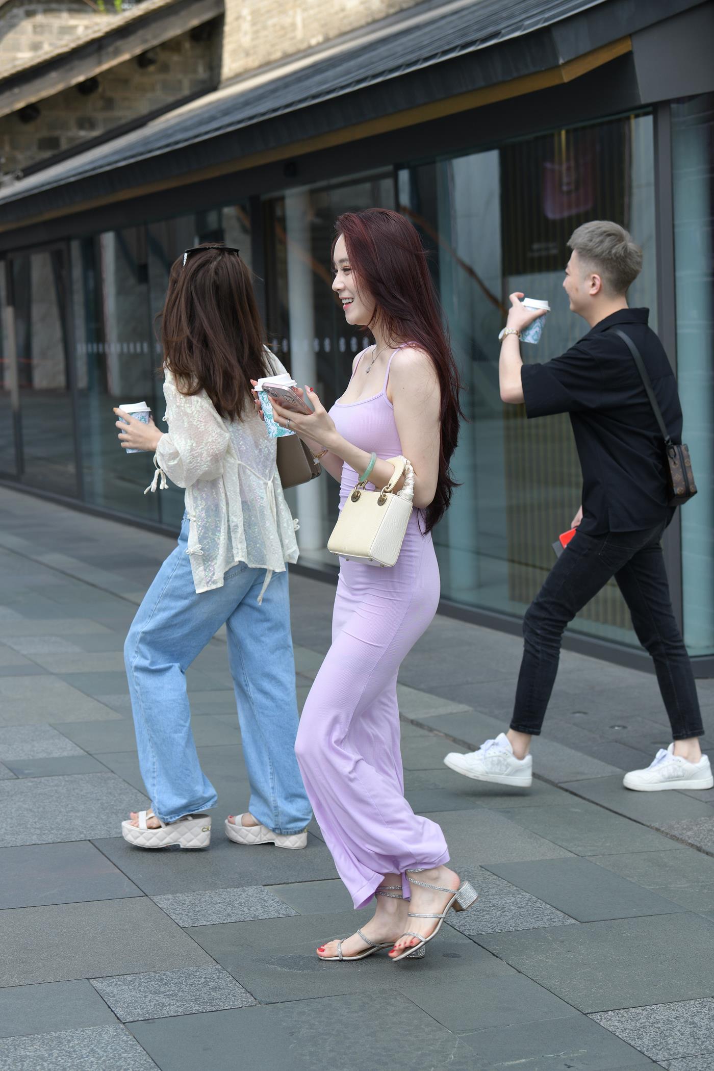 精选街拍作品 NO.4991 优雅粉色修身长裙[84P/215MB]插图2