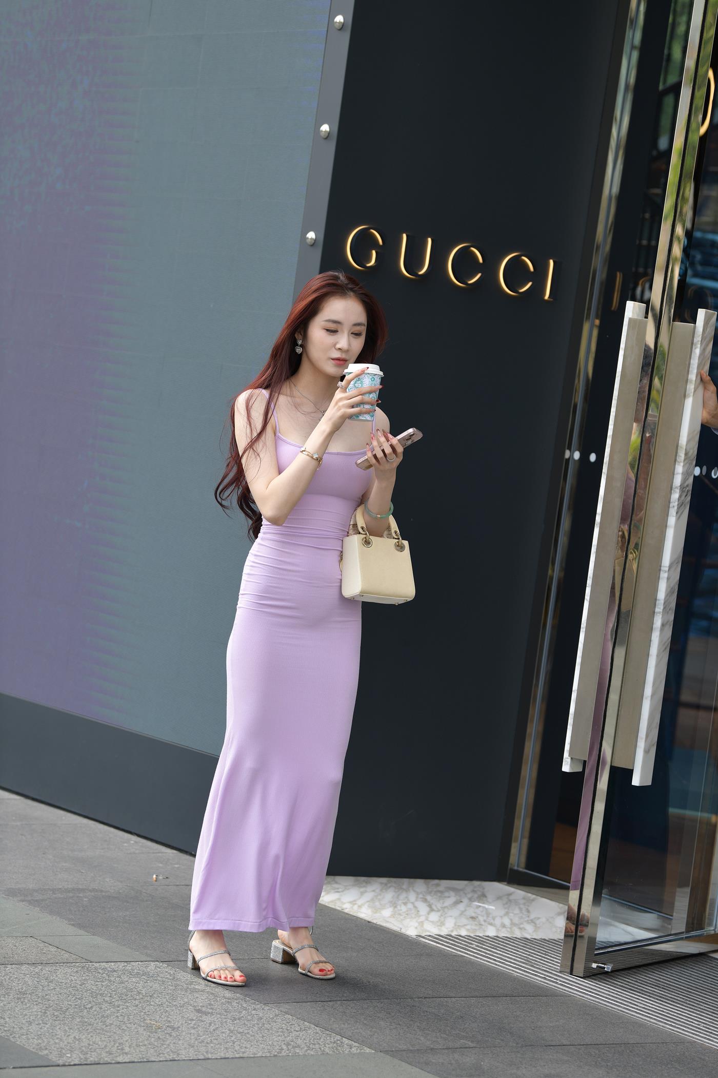 精选街拍作品 NO.4991 优雅粉色修身长裙[84P/215MB]插图3