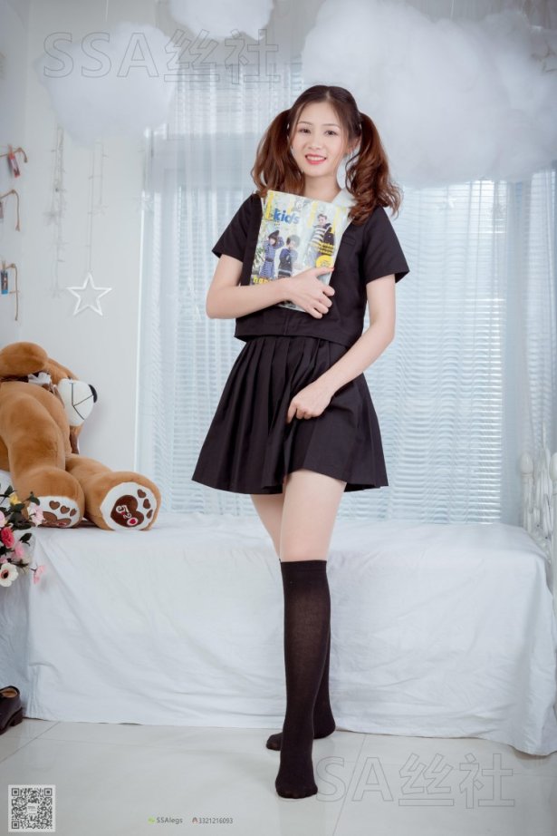 [SSA丝社] NO.079 雯雯 笑容治愈JK小姐姐黑色短袜+肉丝[99P/72M]-萌图网