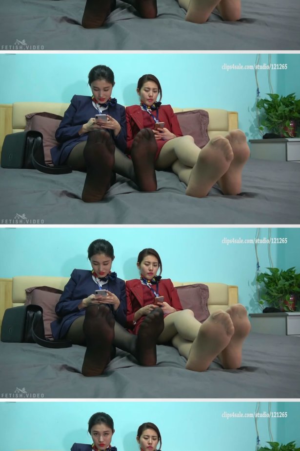 K&M 017-姐妹花黑肉丝空姐制服 [1V/385M]-萌图网