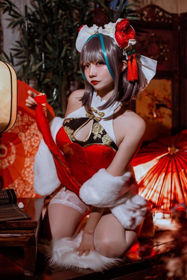 二佐Nisa - 碧蓝 柴郡旗袍[32P/591MB]-萌图网